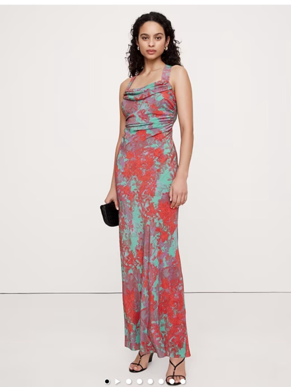 Banana republic NEW 18 Sleeveless Cowl Neck Floral Maxi Dress in Coral and Aqua
